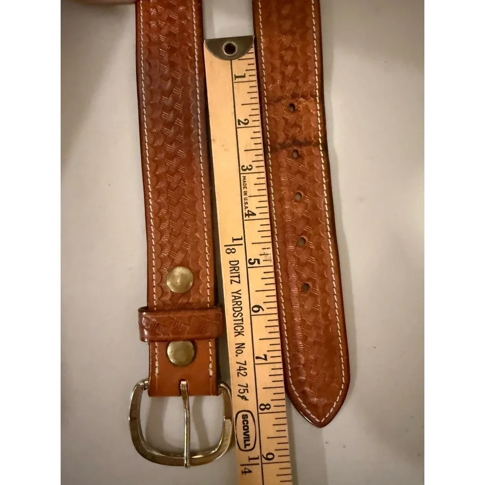 Aker Leather Basketweave Money Belt 40 Travel Security Hidden Zipper Wide 1.5